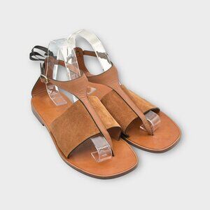 Celine Suede and Leather Squared Toe Sandals
